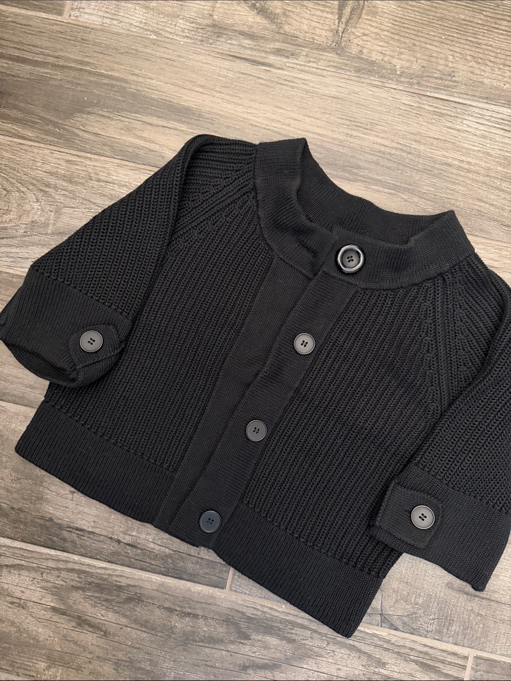 Kenneth Cole Reaction Black Knit Button-Front Cardigan